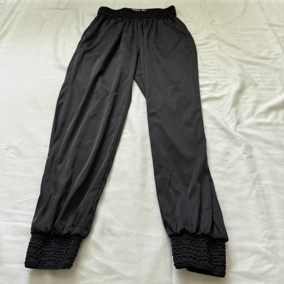Loyd/Ford XS Black Satin Jogger Pants ~ Pull On Evening Cocktail Capsule Classic - Picture 4 of 9